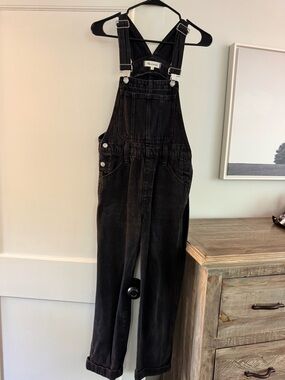 Madewell Black Denim Overalls with Buckle Straps